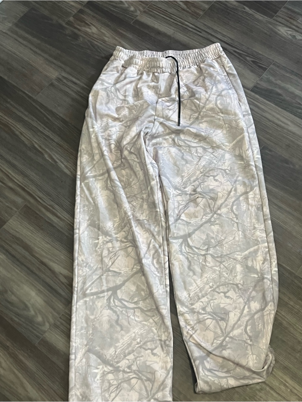 Men's Gray Camouflage Cargo Pants with Elastic Waist